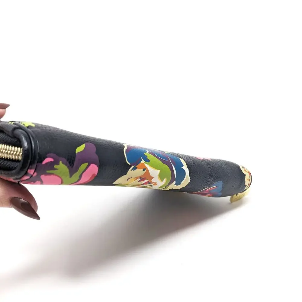 Betsey Johnson Womens Wallet Black Floral Colorful Gold Zip Around Vintage Y2K - Picture 6 of 7